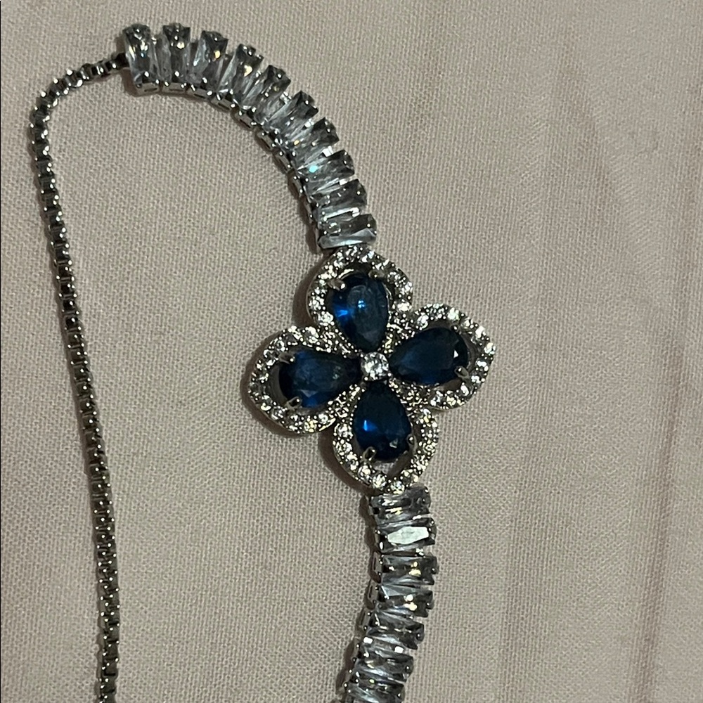 Elegant Silver and Blue Bracelet